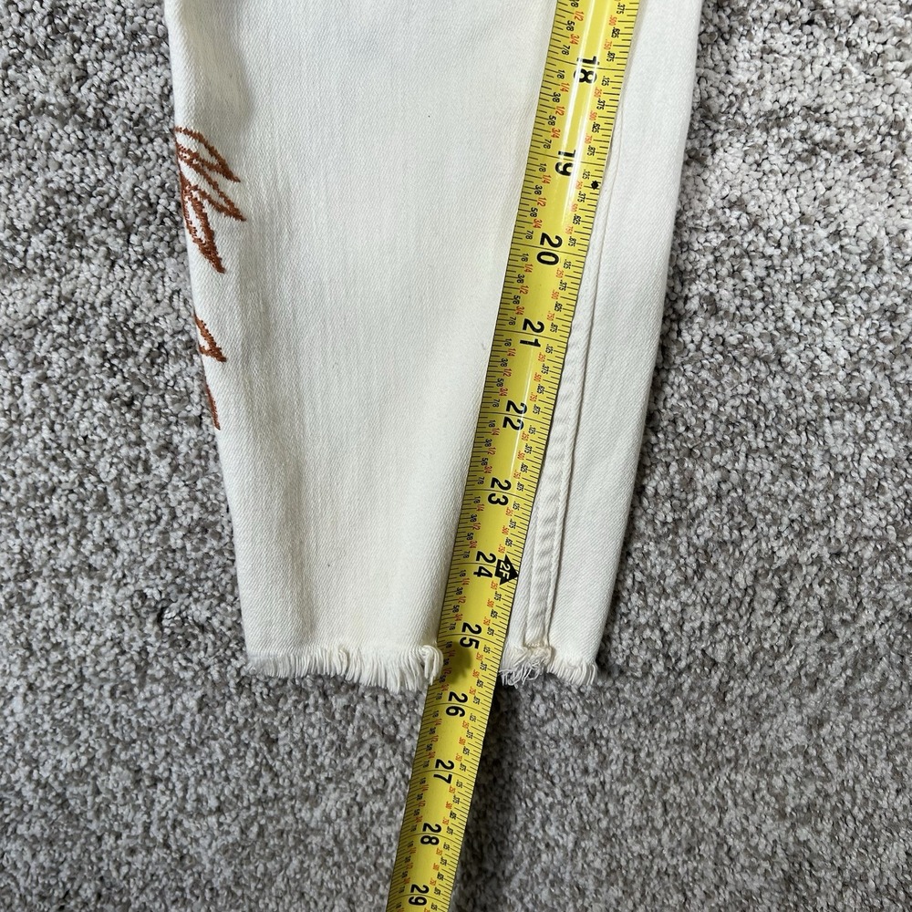 Free People High Rise Jeans Size 29 Embroidered Flower Print Button Skinny - Picture 5 of 7
